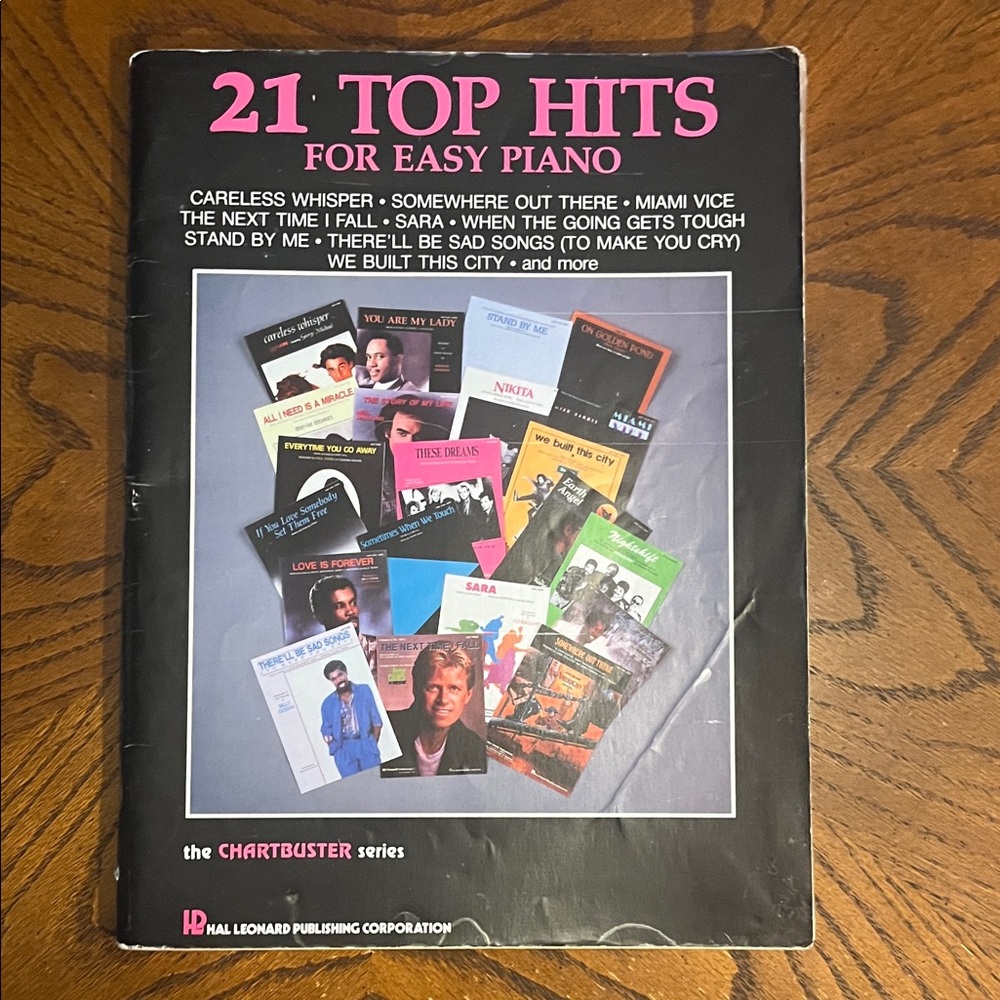 Piano music book | 21 Top Hits for Easy Piano Songbook | vintage 1980’s